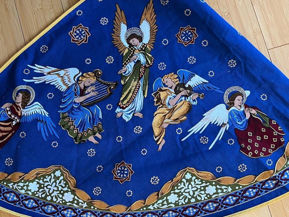 Christmas Tree Skirt Museum Fine Art Boston Angels Approx 46" Blue Religious